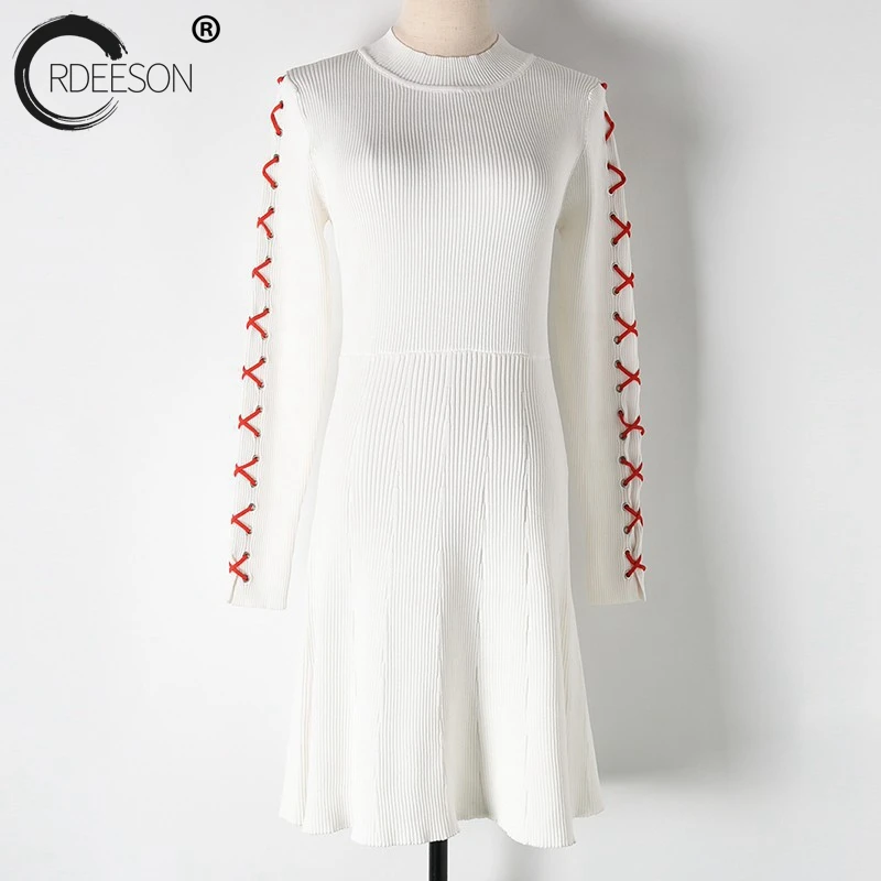 ORDEESON 2018 Spring Sexy Casual White Party Mini Bandage Dress Women Solid Black Dresses Clothing Long Sleeve Fashion New | Женская