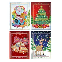 mooncresin diy 5d diamond painting christmas greeting cards 4 cards one set christmas card 3d diamond painting