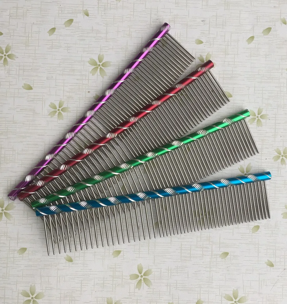 16 см Раскрашенная парикмахерская расческа для домашних животных из нержавеющей