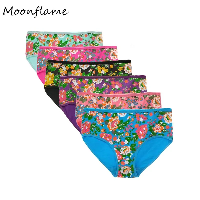 Женские хлопковые трусики с цветочным принтом Moonflame 5 шт./лот женские XXL 3XL 4XL 89245 |