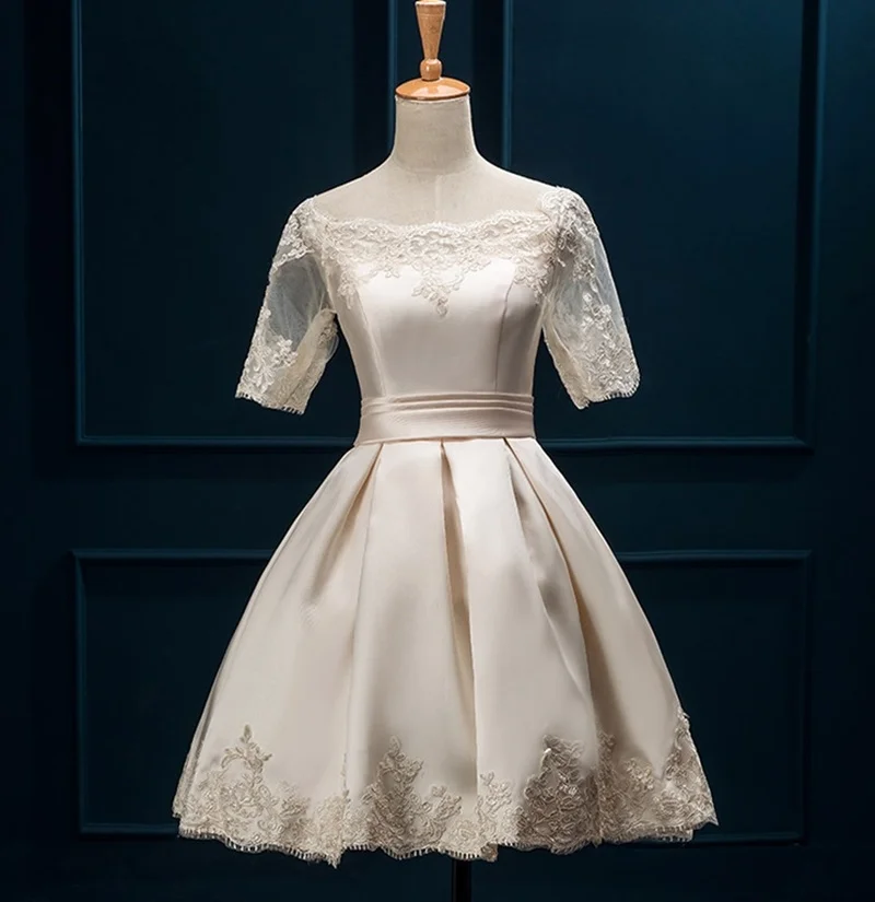 Однотонное платье для свадебной вечеринки, платье Fiesta Vestido, пышные платья с открытыми плечами для выпускного вечера, короткие платья подружек невесты TS1702