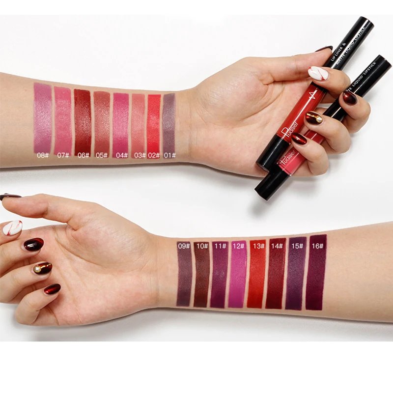 Pudaier Nude Make Up Double Head Velvet Matte Liquid Lipstick Lips Liner Gloss Long Lasting Professional Makeup Maquiagem |