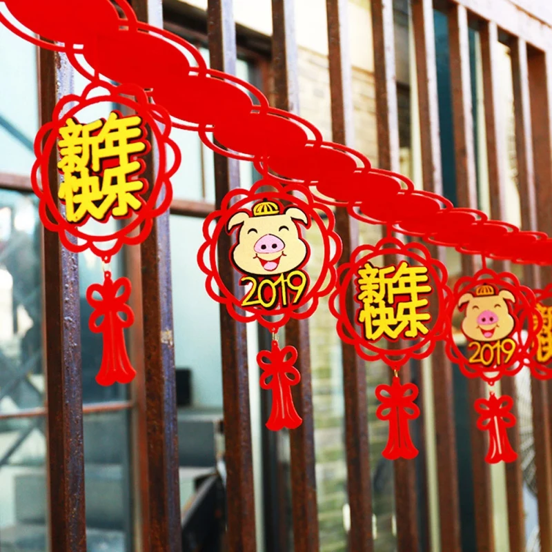 Новинка 2019 новогодний войлочный нетканый стикер Fu Word Flower Shopping Mall Car
