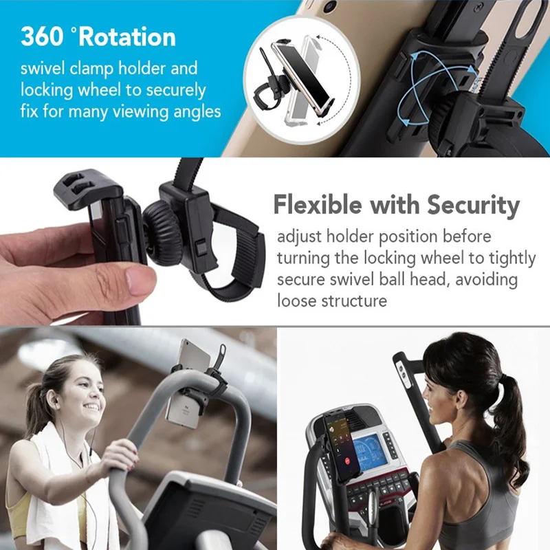 Регулируемый 360 портативный держатель для велосипеда планшета/iPhone тренажерного