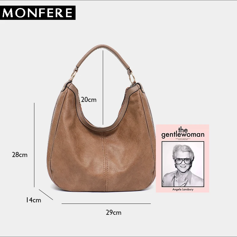 MONFERE Big Women Shoulder Bag Ladies Hand bags Female Hobo Sac 2019 Girl Pu Leather Purse Fashion Chain Shoulder&ampCross body | Багаж и