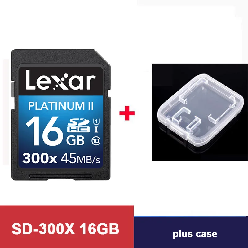 300X-16GB-plus-case Оригинальная флеш-карта Lexar SD 300x16 GB 32GB SDHC 45 МБ/с. карта памяти cartao de memoria Class 10 U1 USH-I карта памяти для карт камеры - Емкость: 300X-16GB-plus-case