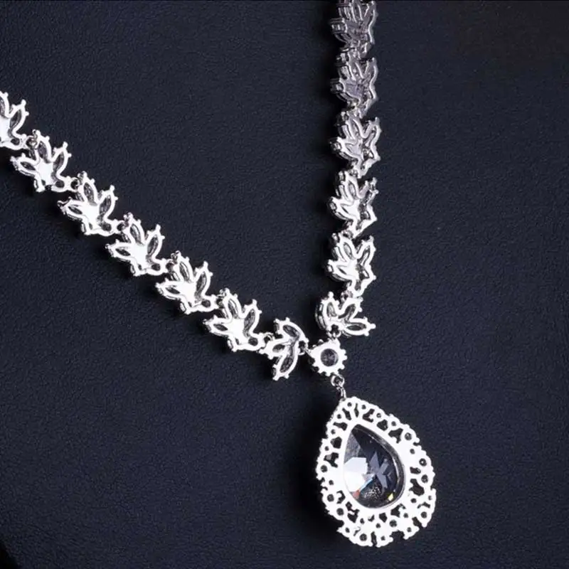 Moonso Стерлинговое Серебро Свадебные комплекты для вечеринок большое грушевое