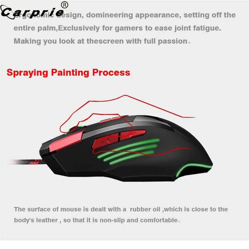 Оптическая игровая мышь CARPRIE 1 шт. эргономичная Проводная 6800DPI 7 передач для
