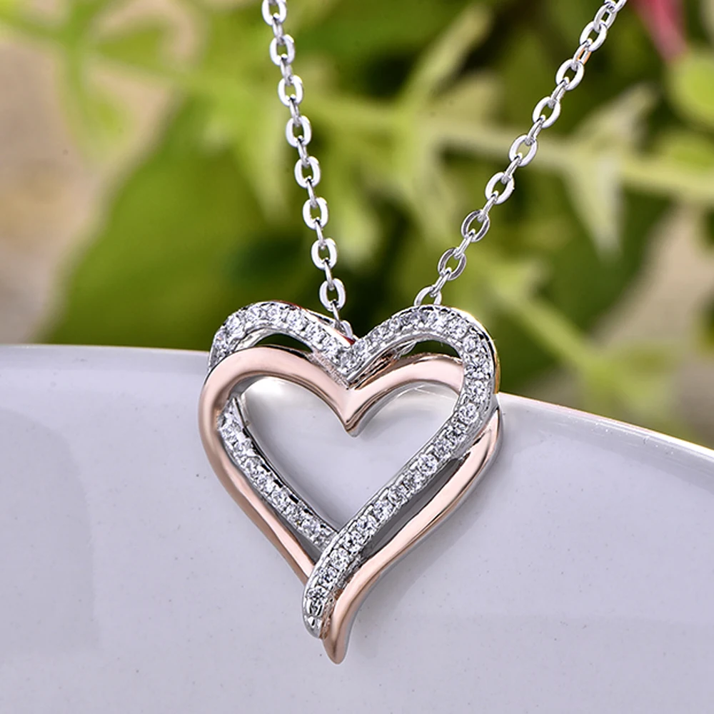RoseFashion Старинные Ювелирные Изделия 925 Щепка Танцы Горный Хрусталь Персик Сердце