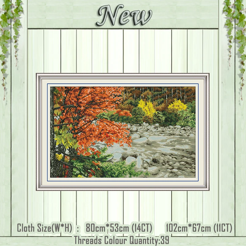 

Maple River scenery decor diy paintings counted printed on the canvas DMC 11CT 14CT kits Cross Stitch embroidery needlework Sets