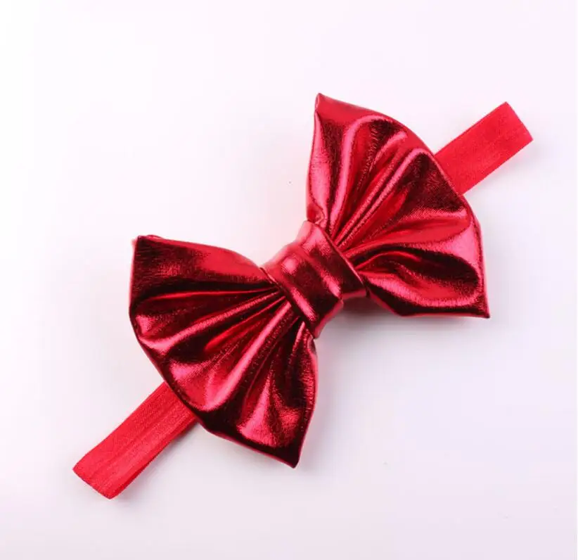 

4.5x3.5 inch Large Soft Metallic Feather Bow Flat Back Or Nylon Headband For Baby Kid Girls 10 Colors 60pcs