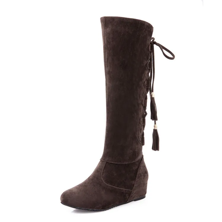 Женские сапоги до колена с круглым носком на платформе размеры 34 43|knight boots|knee