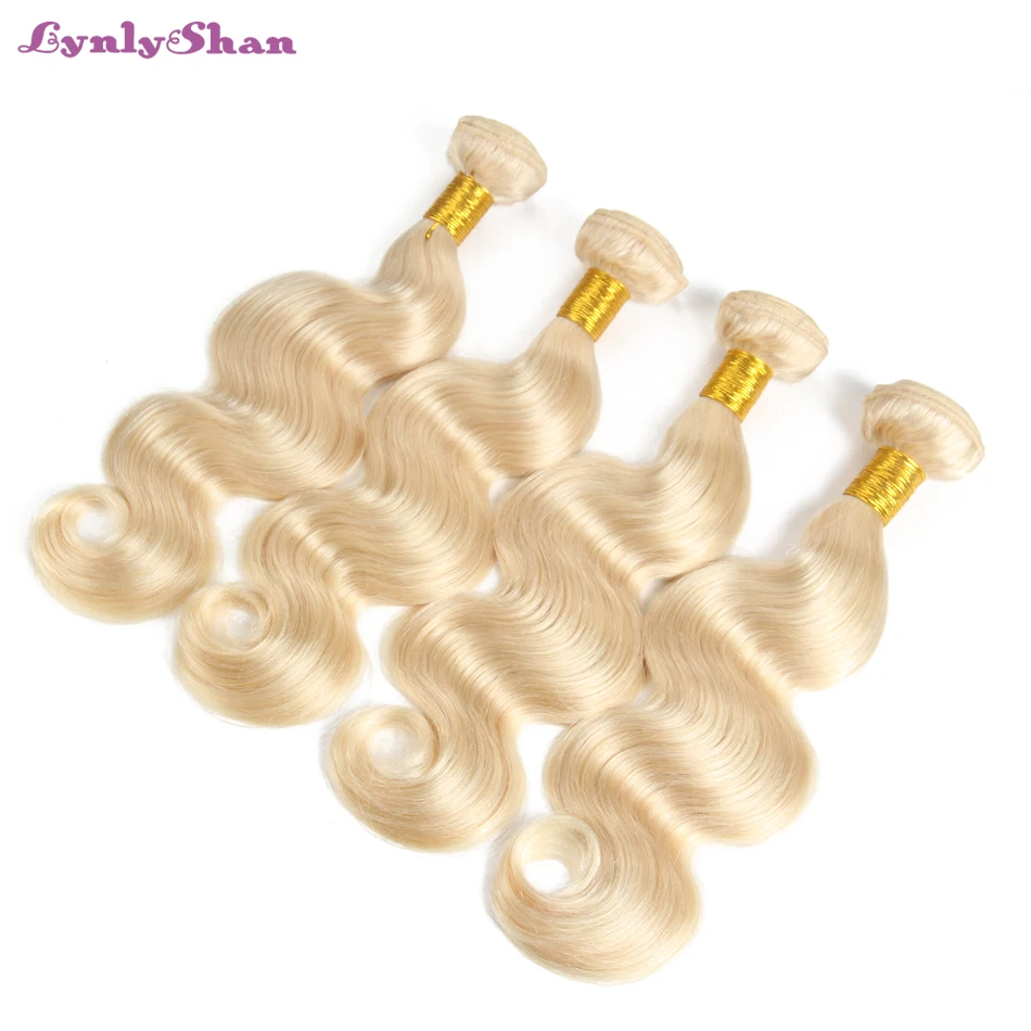 613 # цвет блонд пучки с закрытием 100% Remy волосы индийские объемные волнистые