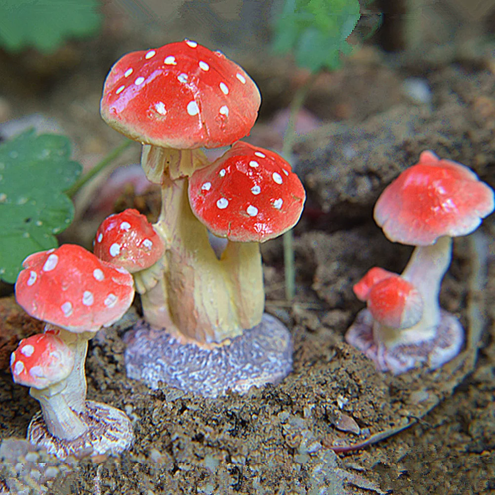 3 Heads Red Mushroom Toadstool Miniature Fairy Garden Miniatures Figurine Dollhouse Decor Home Decoration Accessories | Дом и сад