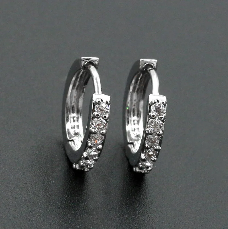 1 Pair Fashion Women Paved Crystal Zircon Round Hoop Earrings Simple Fine Jewelry Gifts HSJ88 | Украшения и аксессуары