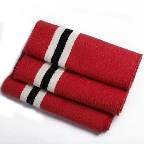 Red black white Тонкая полоса хлопок стрейч вязать вырез манжеты пояс ребра отделка свитер ткань для свитера бейсбол одежда аксессуары - Цвет: Red black white