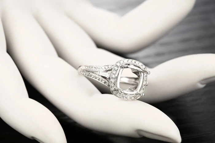 CaiMao Подушка Semi Mount кольцо настройки и 0.38ct АЛМАЗ 14 k белое золото обручальное кольцо с драгоценными камнями ювелирные изделия