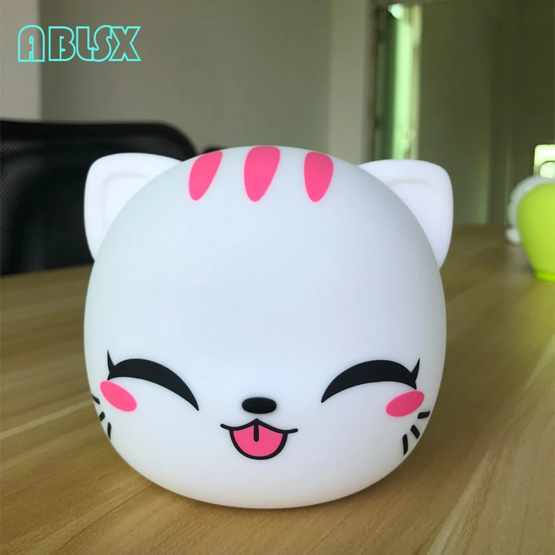 Ночник с милым котенком 3D светодиодный светильник питанием от аккумулятора для