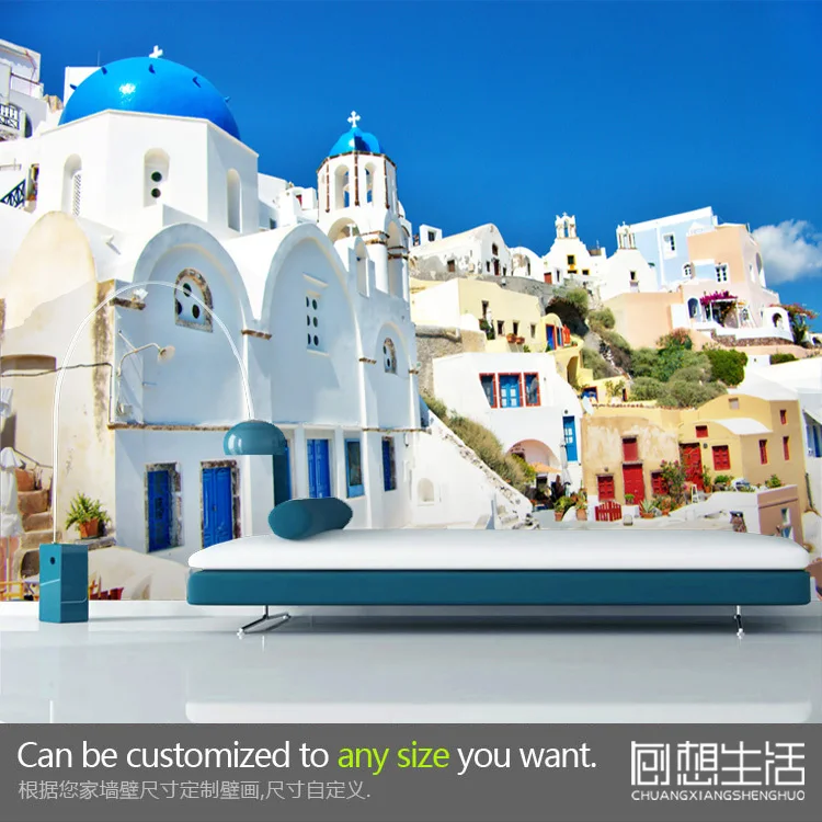 Средиземноморский пейзаж фрески церкви пользовательский 3D обои гостиной фон