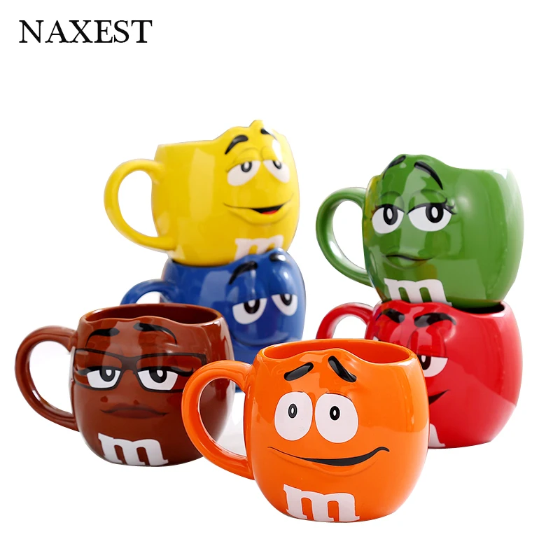 M& M кофейная чашка, керамическая чашка и чайная чашка, большая емкость, брендовая Красивая кофейная креативная мультяшная Питьевая утварь, ложка