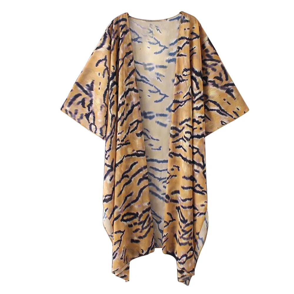 Блузка женская с длинным рукавом и принтом тигра|Блузки| |