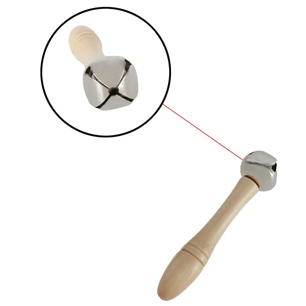 Хорошее качество один колокольчик с деревянной ручкой музыкальная игрушка для