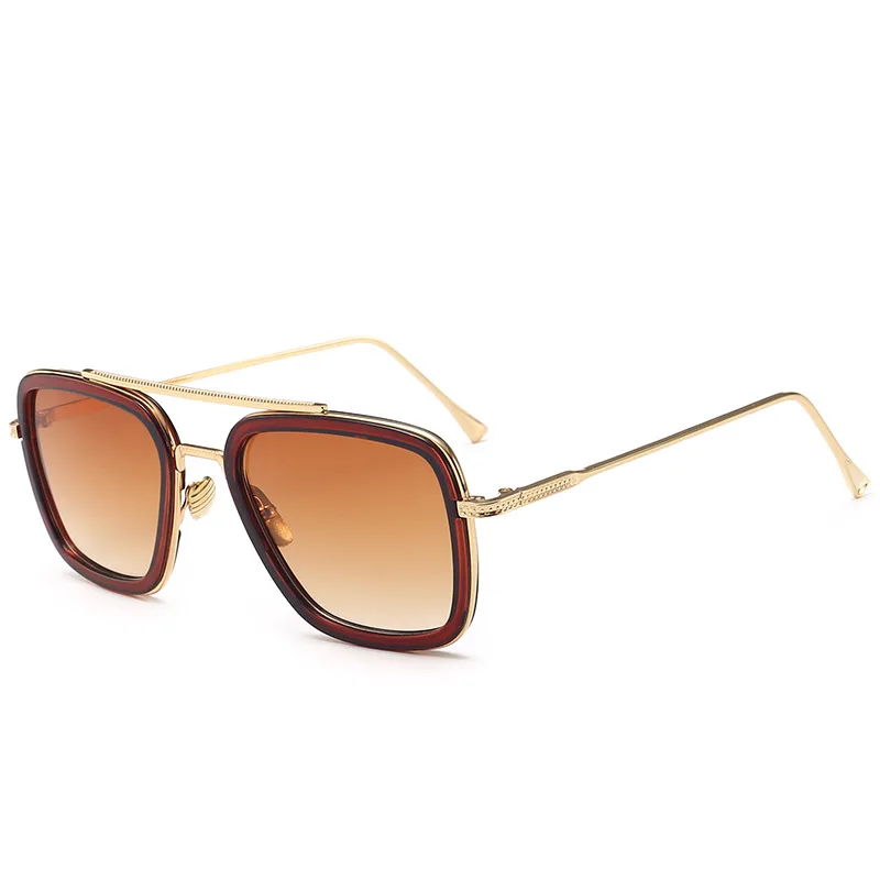 Элитный бренд солнцезащитные очки Железный Человек прямоугольные Винтаж