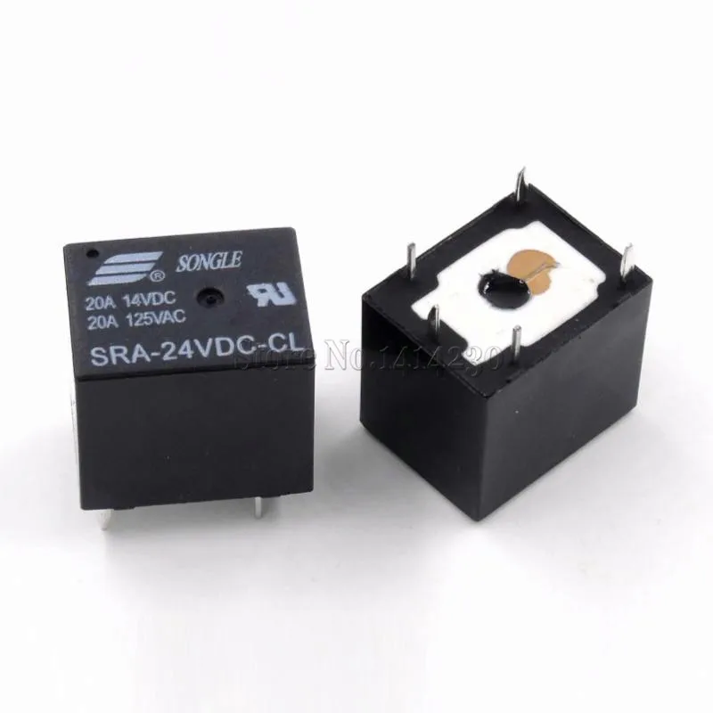 5 шт. 5 В, 12 В, 24 В постоянного тока, 20A DC Мощность реле SRA-05VDC-CL SRA-12VDC-CL SRA-24VDC-CL 5Pin PCB Тип ЧЕРНЫЙ автомобильное реле