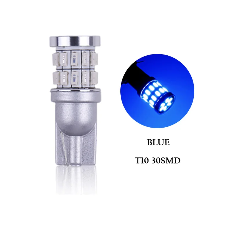 T10 30SMD Blue RXZ 1 шт w5w led T10 светодиодные лампочки Canbus 18SMD 3014 для парковки, сигнальный фонарь, внутренняя Карта Купол фары Дневные ходовые огни 12V Белый Амер яркий - Испускаемый цвет: T10 30SMD Blue