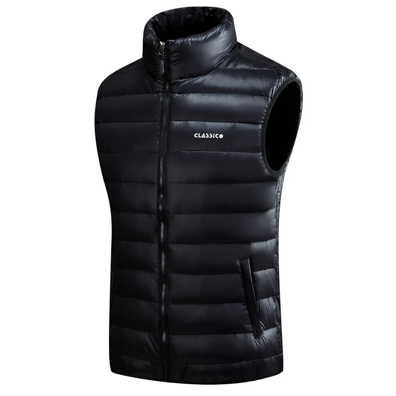 Мужской пуховой жилет однотонная безрукавка на молнии теплая зимняя 2019|warm vest|down