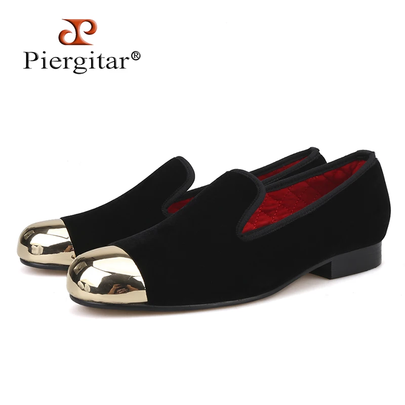 Plus Size Men Shoes New Metal toe Black Velvet smoking slipper male prom and banquet loafers men's flats SIZE US 4-17 | Обувь
