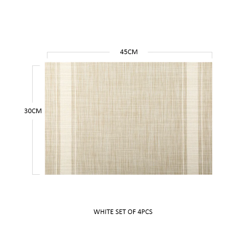 White 4PCS Упаковка из 4 шт., моющиеся настольные коврики для размещения, Премиум ПВХ коврики для места, настольные Коврики для обеденного стола, клетчатый Прямоугольный Обеденный коврик - Цвет: White 4PCS
