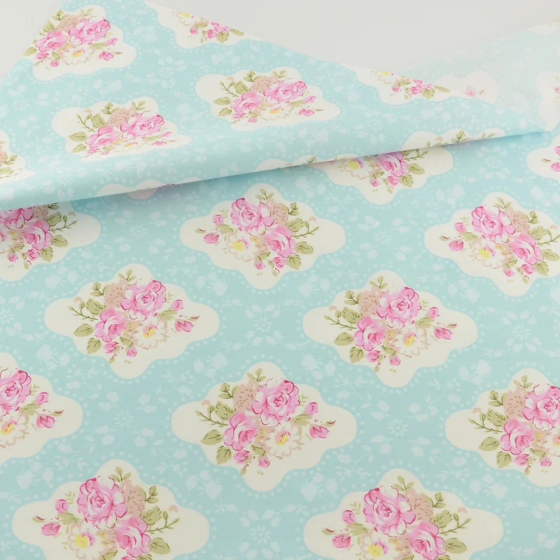 Хлопок Ткань синий цветок Текстиль для дома украшения Постельные принадлежности