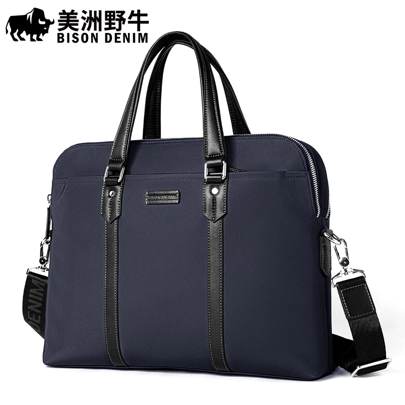 Бренд BISON DENIM мужские портфели сумки через плечо брендовая сумка мессенджер