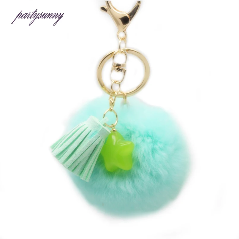 Кистями Подвески Брелки Звезда Брелок Очарование Chaveiro Помпоном Мяч Высокое