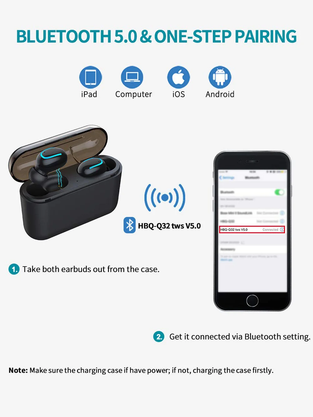 Bluetooth наушники 5,0 TWS, беспроводные наушники, стерео наушники, микрофон, свободные руки, музыкальные спортивные наушники, гарнитура для телефона HBQ Auriculares