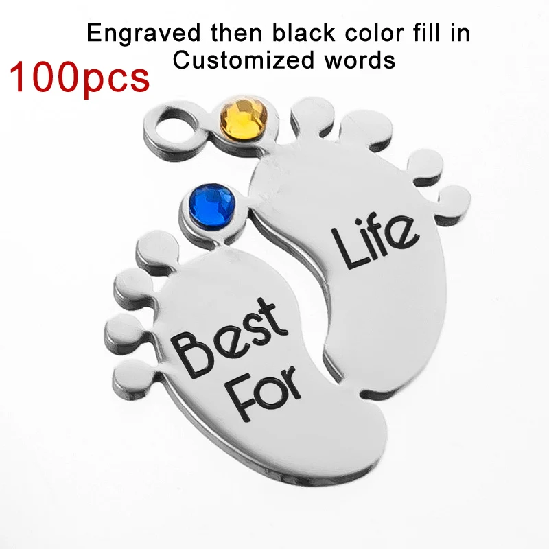 100% нержавеющая сталь Детские подвески для ног Зодиак камень металлический кулон