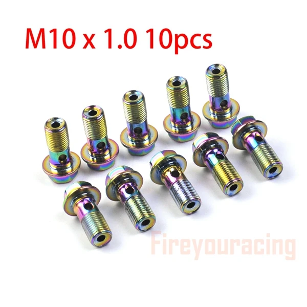 M10x1.0 Fireyouracing мотоциклетный тормозной шланг болты гидравлический насос сцепления Главный Цилиндр банджо винт масло выход болты гайки M10 Colorfuls - Цвет: M10x1.0
