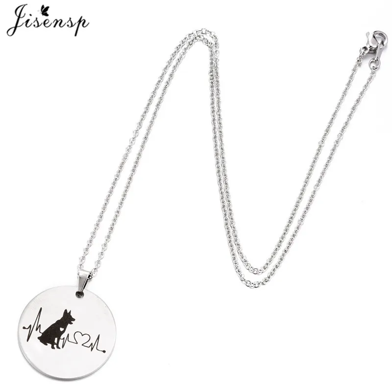 Jisensp Stainless Steel Cute Dog Choker Necklace for Women Hollow Love Heart Charm Jewelry ECG Heartbeat Collier bijoux | Украшения и