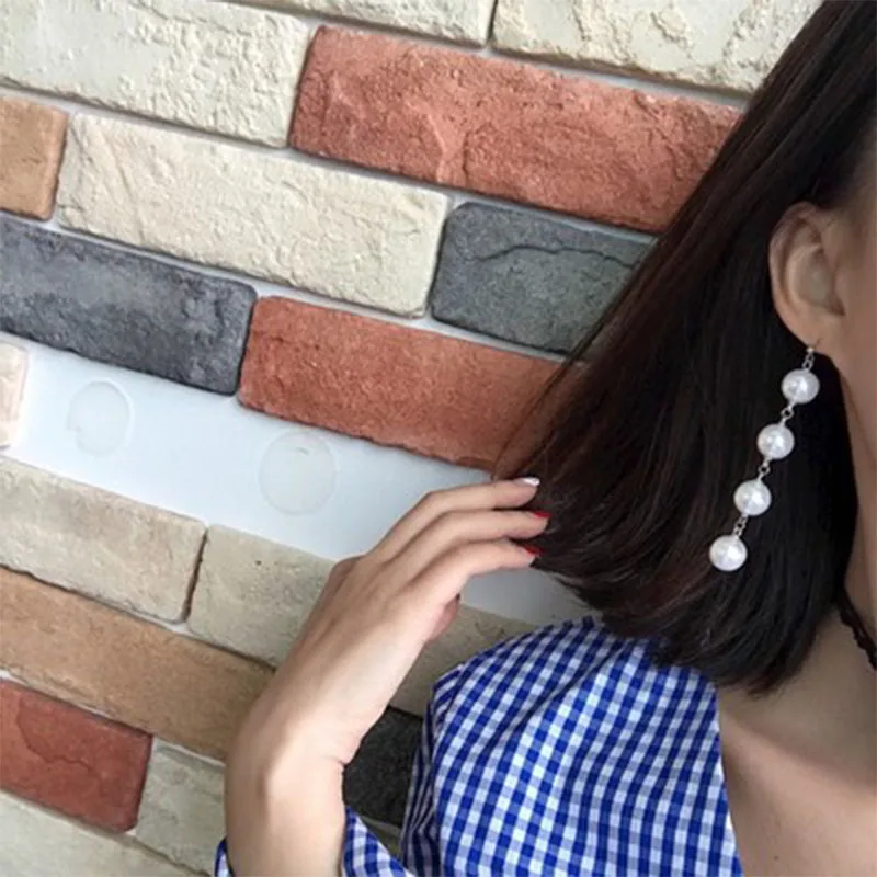 Simple Temperament Drop Earrings Exaggerated Large Pearl Tassel Long Dangle Beaded Hypoallergenic Earring Jewelry WD244 | Украшения и