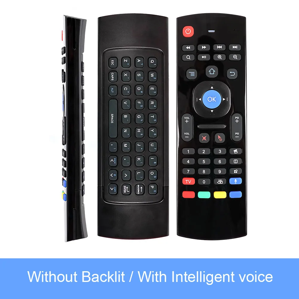 with mic no backlit MX3 воздушная мышь с подсветкой T3 умный пульт дистанционного управления 2,4G RF беспроводная клавиатура с голосовым микрофоном для X96 tx3 H96 для Android tv Box - Цвет: with mic no backlit