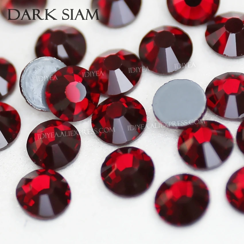 Стразы с горячей фиксацией Dark Siam glass стразы кристаллы плоским дном для ткани
