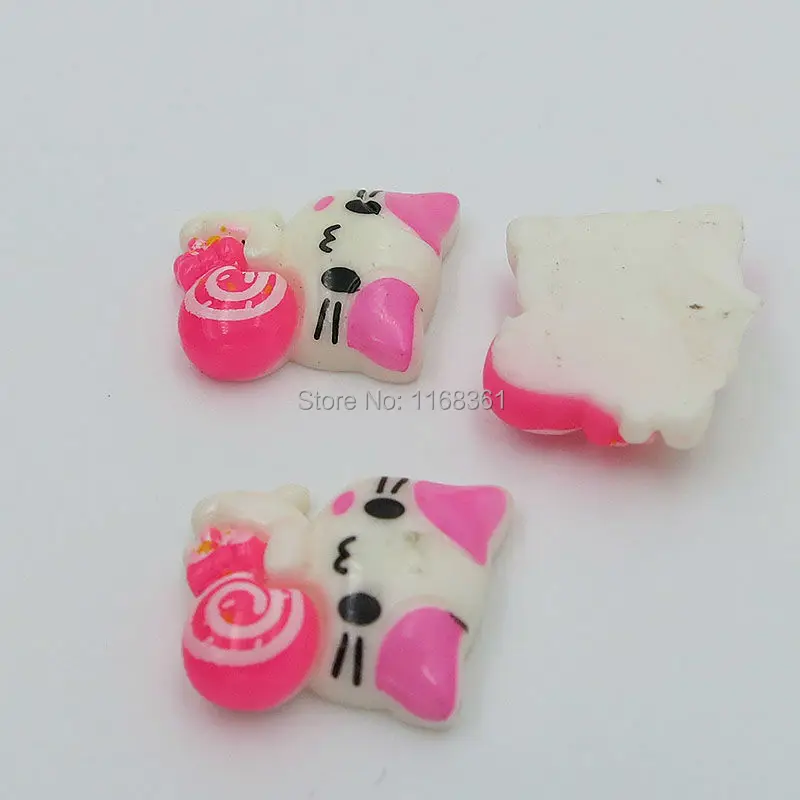 1 шт./лот смолы с плоской задней частью принтом Котенок Для малышей леденцом 17 мм