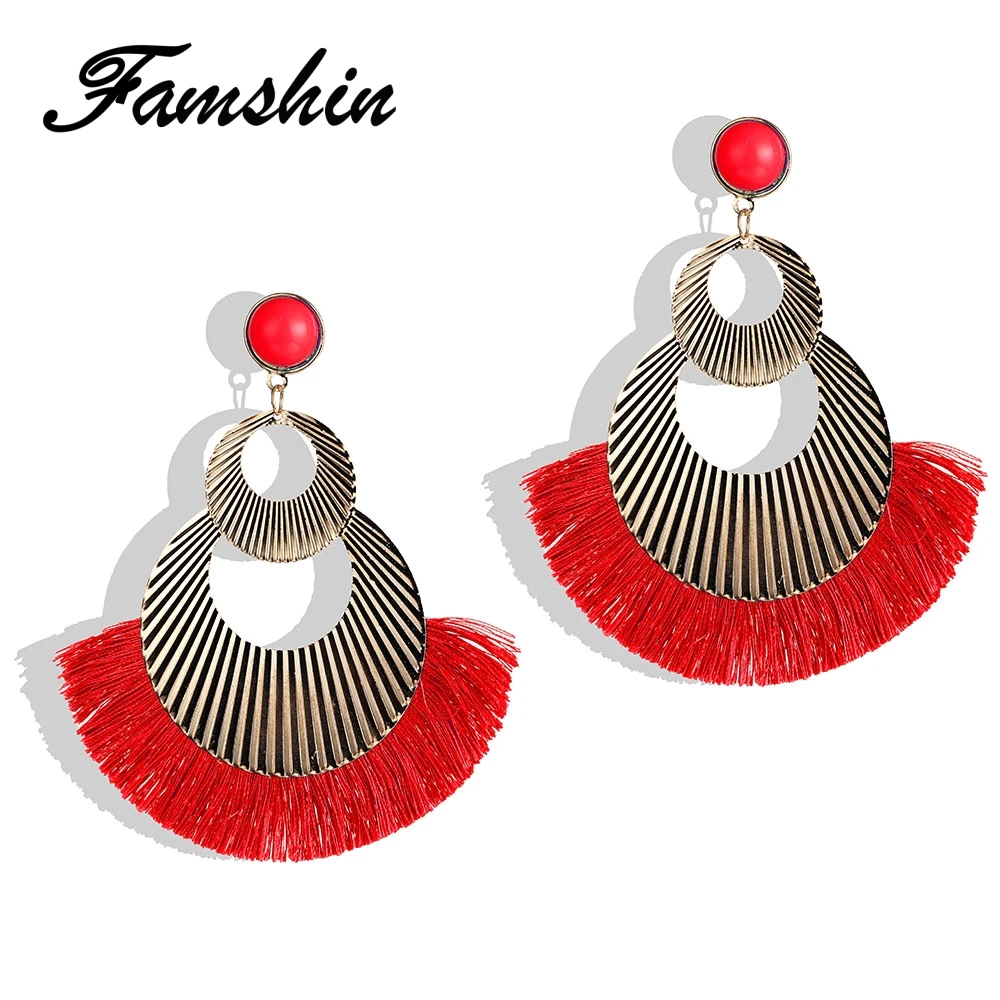 Женские длинные висячие серьги FAMSHIN брендовые этнические в стиле бохо вечерние