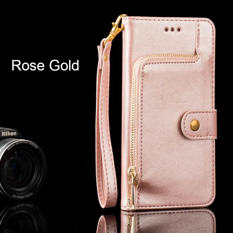 Rose Gold Роскошный чехол для Motorola MOTO G4 G5 G6 C plus Z2 X4 E5 Plus Z3 Play кошелек на молнии pu кожаный чехол fundas для MOTO G5S plus - Цвет: Rose Gold