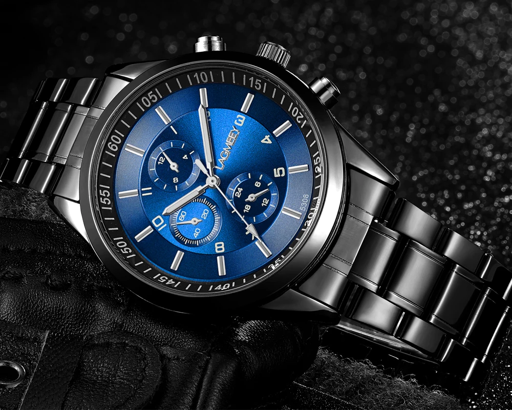 Мужские деловые кварцевые часы ультратонкие спортивные с черным и золотым