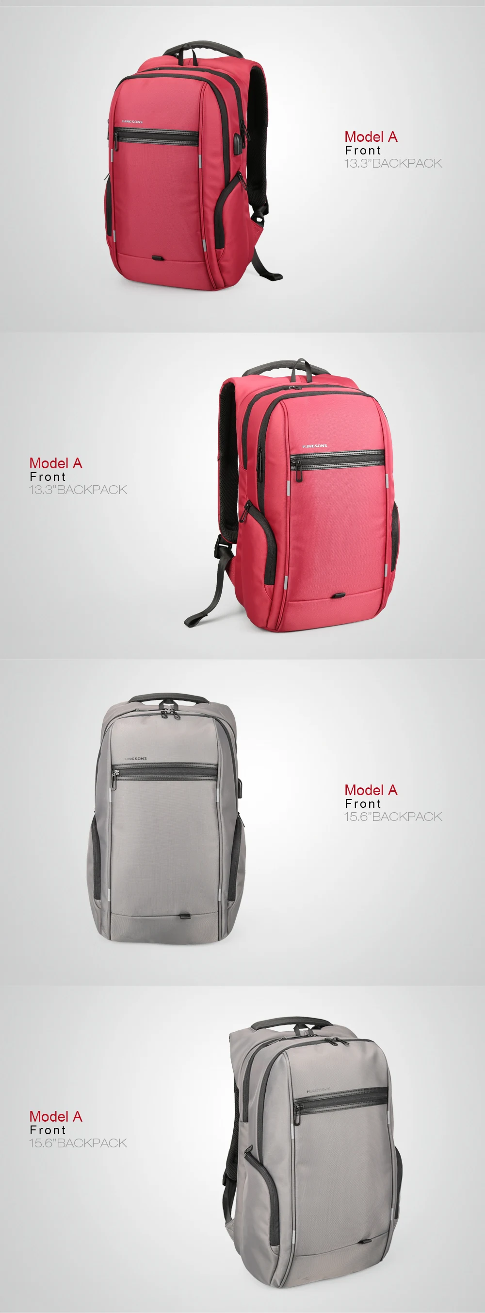Kingsons,, KS3140W 13,3, 15,6, 17,3 дюймов, рюкзак для ноутбука, ударопрочный, водонепроницаемый, Студенческая сумка, мужской, женский, модный рюкзак