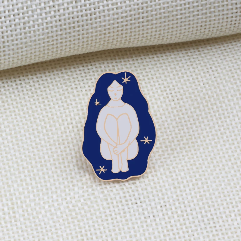 Cartoon Brooch Travel Wishing Bottle Dreaming Girl Hill Origami Enamel Pins Denim Jackets Collar Lapel Pin Badges Women Jewelry