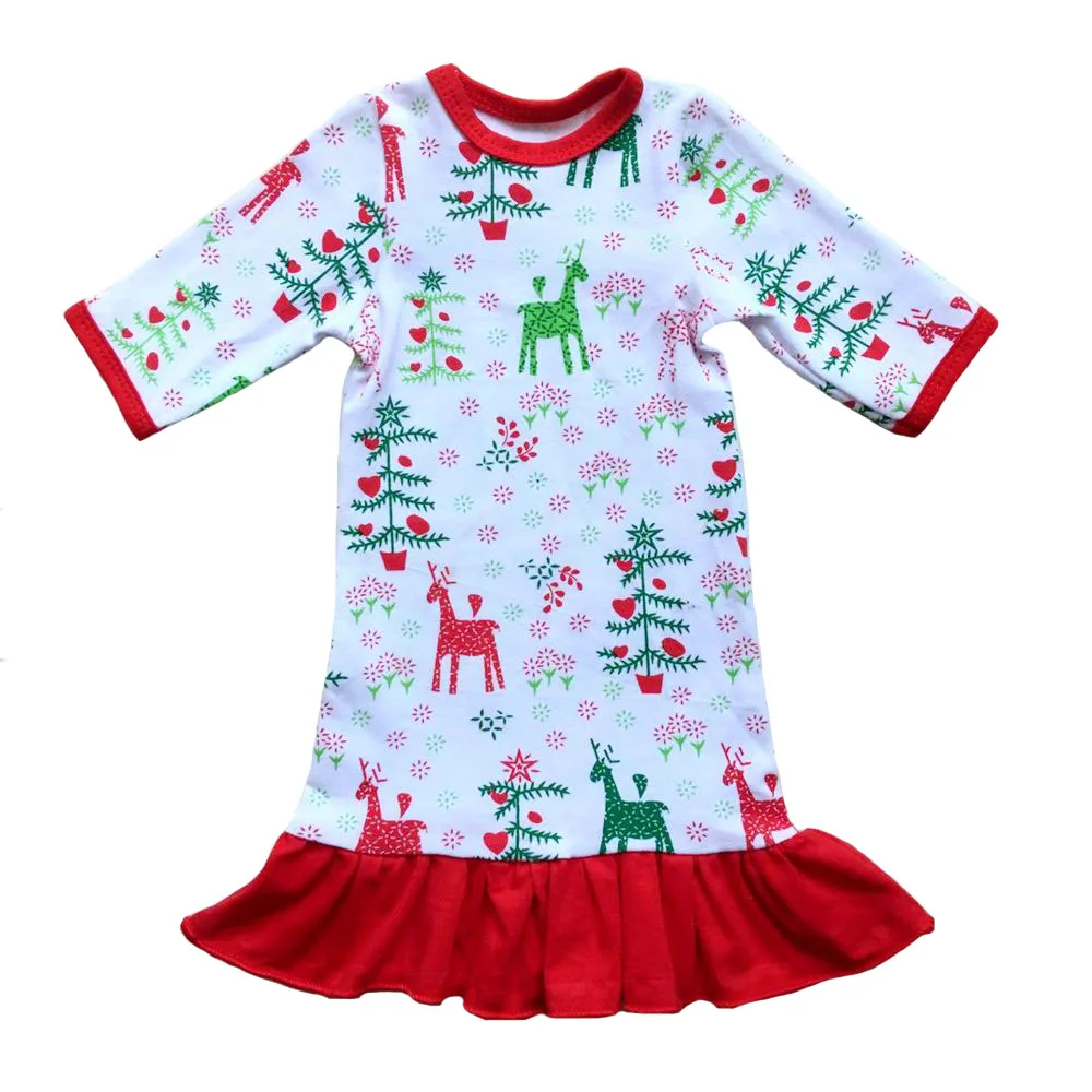 4 doll dress Одинаковое рождественское платье для девочек и кукол; Dollie And Me; Рождественская ночная рубашка; Рождественская коробка; Одинаковая одежда для девочек 18" - Цвет: 4 doll dress