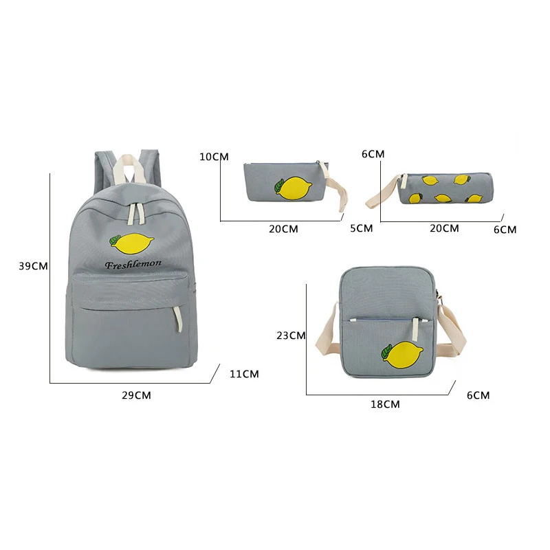 School Bags Backpack Female Schoolbag for Women 4pcs GirlsCanvas Pencil Case Bag Women's Bolsa Feminina DALFR | Багаж и сумки